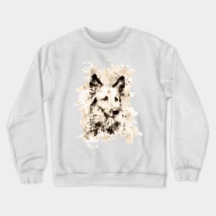 Brown Ink portrait of the german shepherd dog, A watercolor of German Shepherd Head , German Shepherd painting, German Shepherd dog portrait Crewneck Sweatshirt